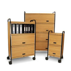 First Healthcare Products Binder/ Chart Rack Mov-It Elite 3 Shelves Oak 24 Binder Charts Front Opening