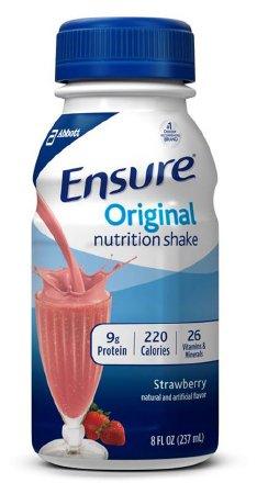 Abbott Nutrition Oral Supplement Ensure® Original Shake Strawberry Flavor Ready to Use 8 oz. Bottle