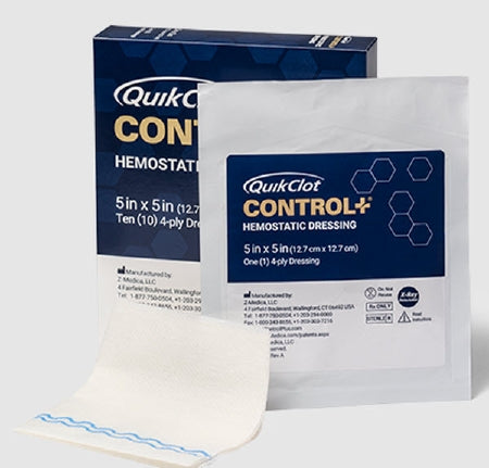 Z-Medica Hemostatic Dressing QuikClot Control+® 5 X 5 Inch 1 per Pack Individual Packet Kaolin Sterile