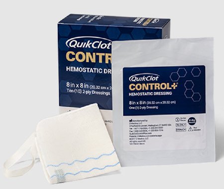 Z-Medica Hemostatic Dressing QuikClot Control+® 8 X 8 Inch 1 per Pack Individual Packet Kaolin Sterile