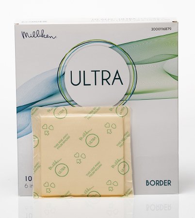 Milliken & Company Silicone Foam Dressing ULTRA 6 X 6 Inch Square Silicone Adhesive with Border Sterile