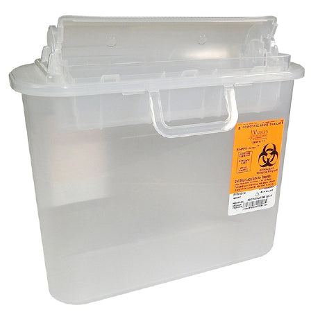 Medegen Medical Products LLC Sharps Container Sharps-Tainer® 10-1/2 X 3-1/2 X 10-1/2 Inch 5.4 Quart Translucent Base / Translucent Lid Horizontal Entry Rotating Lid