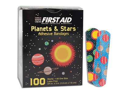 Dukal Adhesive Strip American® White Cross 3/4 X 3 Inch Plastic Rectangle Kid Design (Planets / Stars) Sterile