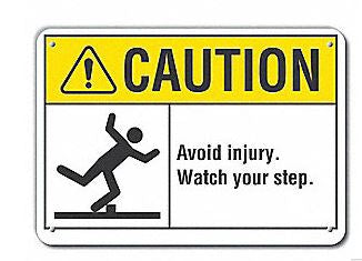 Grainger Wall Sign Caution LYLE CAUTION Avoid Injjury Watch you step - M-1135493-3713 - Each