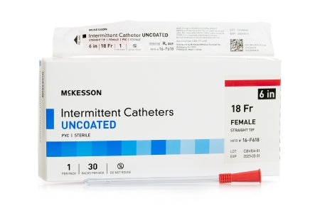 Urethral Catheter McKesson Straight Tip Uncoated PVC 18 Fr. 6 Inch