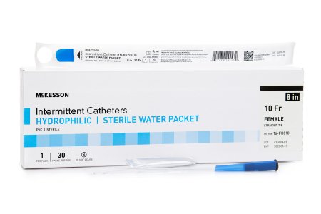 Urethral Catheter McKesson Straight Tip Hydrophilic Coated PVC 10 Fr. 8 Inch