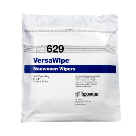 Texwipe Cleanroom Wipe VersaWipe® White NonSterile 45% Polyester / 55% Cellulose Nonwoven 9 X 9 Inch Disposable - M-1136551-4409 - Case of 3000