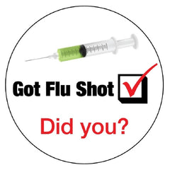 United Ad Label Pre-Printed Label UAL™ Warning Label White Paper Got Flu Shot Black / Red 2-1/2 X 2-1/2 Inch - M-1136914-2453 - Roll of 1