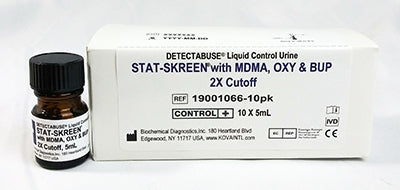 Kova International Drugs of Abuse Control Detectabuse® Stat-Skreen® DOA 15-Drug Panel with BUP, OXY, MDMA Positive Level 10 X 5 mL