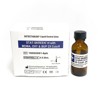 Kova International Drugs of Abuse Control Detectabuse® Stat-Skreen-H® DOA 15-Drug Panel with BUP, OXY, MDMA Positive Level 6 X 20 mL