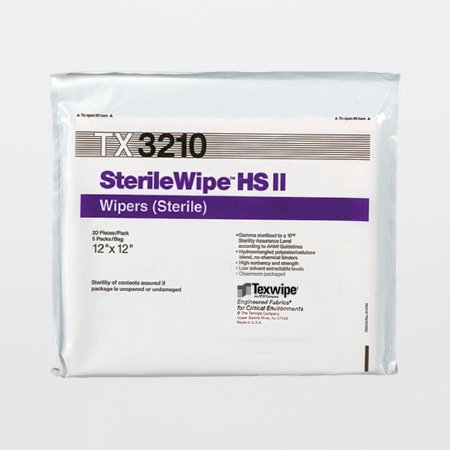 Texwipe Cleanroom Wipe SterileWipe™ ISO Class 5 - 8 White Sterile 45% polyester / 55% Cellulose Nonwoven 12 X 12 Inch Reusable - M-1137886-4033 - Case of 500