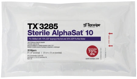 Texwipe AlphaSat® with Vectra® Alpha® 10 Surface Disinfectant Cleaner Premoistened Cleanroom Wipe 20 Count Soft Pack Disposable Alcohol Scent Sterile - M-1137909-2829 - Case of 400