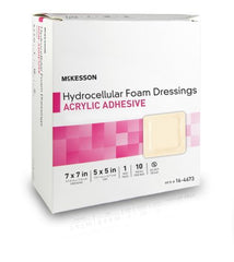 Foam Dressing McKesson 7 X 7 Inch Square Acrylic Adhesive with Border Sterile