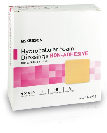 Foam Dressing McKesson 4 X 4 Inch Square Non-Adhesive without Border Sterile