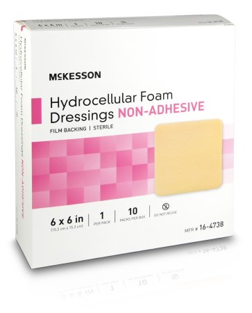 Foam Dressing McKesson 6 X 6 Inch Square Non-Adhesive without Border Sterile