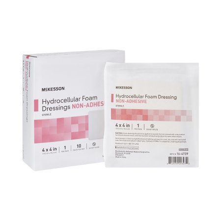 Foam Dressing McKesson 4 X 4 Inch Square Non-Adhesive without Border Sterile