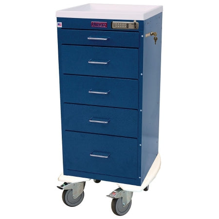 Harloff CART, ANES MINILINE 5DRWR LOCKNAVY BLU 5" W/CASTERS