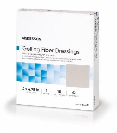 Absorbent Gelling Fiber Dressing McKesson Carboxymethyl Cellulose (CMC) 4 X 4-3/4 Inch