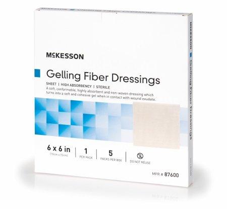 Absorbent Gelling Fiber Dressing McKesson Carboxymethyl Cellulose (CMC) 6 X 6 Inch