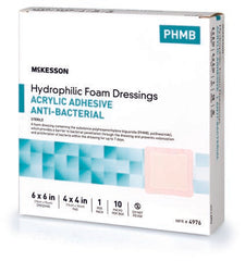 Antibacterial Foam Dressing McKesson 6 X 6 Inch Square Adhesive with Border Sterile