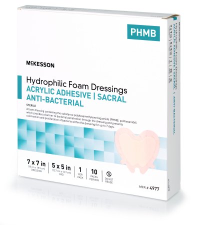 Antibacterial Foam Dressing McKesson 7 X 7 Inch Sacral Adhesive with Border Sterile