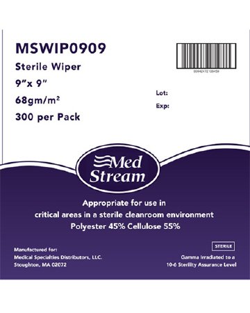 Cleanroom Wipe McKesson ISO Class 5 White Sterile Polyester / Cellulose 9 X 9 Inch Disposable - M-1139257-4078 - Case of 3600