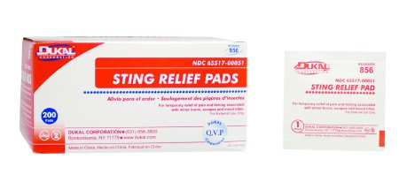 Global Biomedical Technologies LLC Sting and Bite Relief Dukal® Wipe Individual Packet