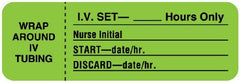 United Ad Label Pre-Printed Label UAL™ Anesthesia Label Green Paper IV Set_Hours Only Black Syringe Label 1 X 3 Inch - M-1139708-4087 - Roll of 1