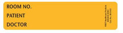 First Healthcare Products Pre-Printed Label Chart Tab Gold Paper Room No_Paitent_Doctor_ Black Patient Information 1-3/8 X 5-3/8 Inch - M-1140362-2364 - Roll of 1
