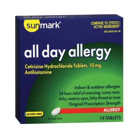 Allergy Relief sunmark® 10 mg Strength Tablet 14 per Box