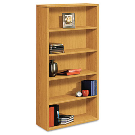 HON® 10500 Series Laminate Bookcase, Five-Shelf, 36w x 13-1/8d x 71h, Harvest