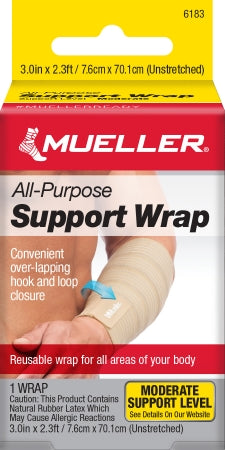 Mueller Sports Medicine Elastic Bandage Mueller® Wonder Wrap™ 3 in x 2.3 Foot Standard Compression Hook and Loop Closure Tan Small / Medium NonSterile