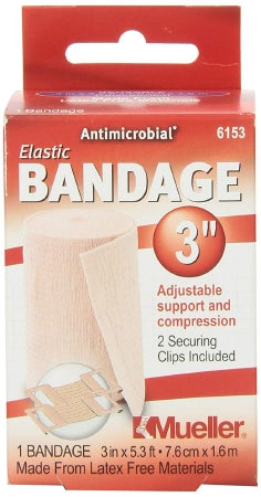 Mueller Sports Medicine Elastic Bandage Mueller® 3 Inch X 5.3 Foot Standard Compression Clip Detached Closure Beige NonSterile