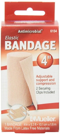 Mueller Sports Medicine Elastic Bandage Mueller® 4 Inch X 5.3 Foot Standard Compression Clip Detached Closure Beige NonSterile