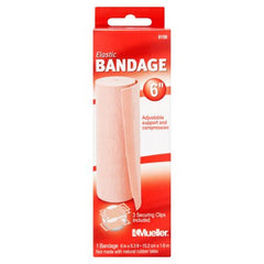 Mueller Sports Medicine Elastic Bandage Mueller® 6 Inch X 5.3 Foot Standard Compression Clip Detached Closure Beige NonSterile