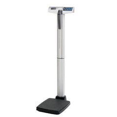 Health O Meter Floor Scale with Height Rod Health O Meter® LCD Digital Display 220 kg Weight Capacity Gray AC Power