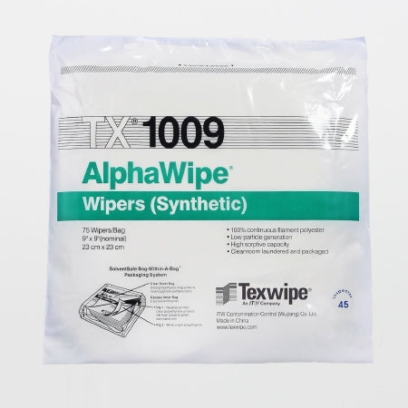 Texwipe Cleanroom Wipe AlphaWipe® White NonSterile Polyester 9 X 9 Inch Disposable - M-1142427-1081 - Case of 1500