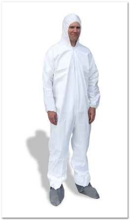 Carter-Health Disposables LLC Cleanroom Coverall with Hood and Boot Covers Suntech 4X-Large White Disposable NonSterile