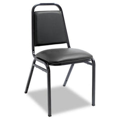 Alera® Padded Steel Stacking Chair, Black Seat/Black Back, Black Base, 4/Carton