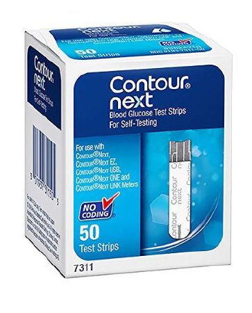 Ascensia Diabetes Care Blood Glucose Test Strips Contour Next 50 Strips per Box Tiny 0.6 Microliter blood sample For Bayer Contour® Blood Glucose Meter