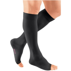 Mediusa Compression Stocking mediven plus Knee High Size 6 Black Open Toe