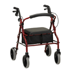 Nova Ortho-Med 4 Wheel Rollator Zoom 22 Red Aluminum Frame