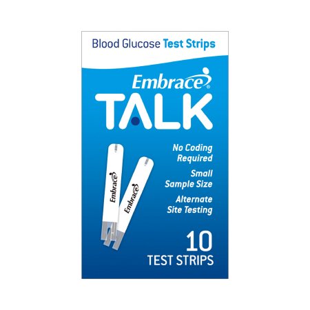 Omnis Health Blood Glucose Test Strips Embrace® 10 Strips per vial in each Box Small Blood sample size For Embrace No Code Blood Glucose Systems