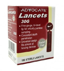 Pharma Supply Inc Lancet Advocate Safety Lancet Needle 30 Gauge Twist top Activation