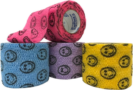 Andover Coated Products Cohesive Bandage CoFlex® NL 4 Inch X 5 Yard 12 lbs. Tensile Strength Self-adherent Closure Smiley Face NonSterile