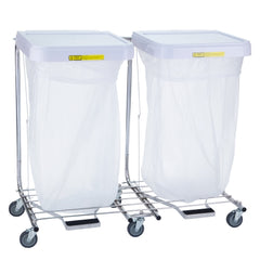 R & B Wire Products Double Hamper Stand Rolling Square Opening Foot Pedal Self-Closing Lid - M-1147887-1044 - Each