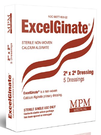 MPM Medical Calcium Alginate Dressing ExcelGinate® 2 X 2 Inch Square Calcium Alginate Sterile