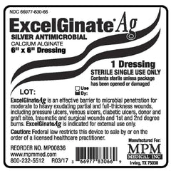 MPM Medical Silver Alginate Dressing ExcelGinate® AG 6 X 6 Inch Square Sterile