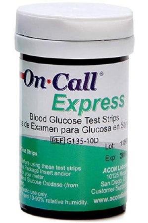 Acon Laboratories Blood Glucose Test Strips On Call Express® 50 Strips per Vial No Coding Required For On Call Express Blood Glucose Monitor