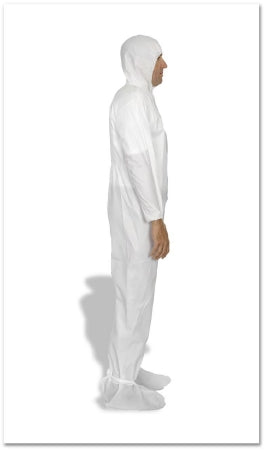 TrueCare Biomedix Cleanroom Coverall with Hood and Boot Covers X-Large White Disposable Sterile